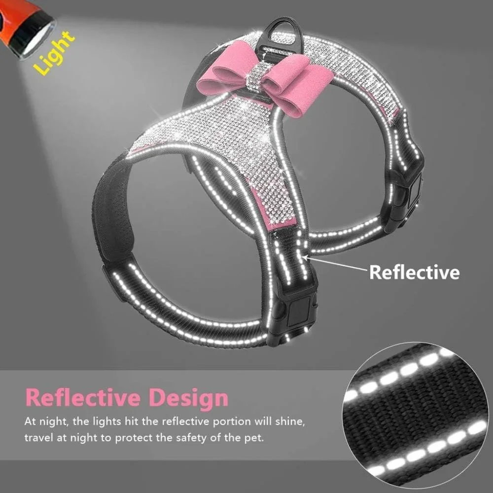 NEW Sparkling Bling Swarovski Crystal Rhinestone Pet Dog Fleece Harness … - Picture 7 of 13